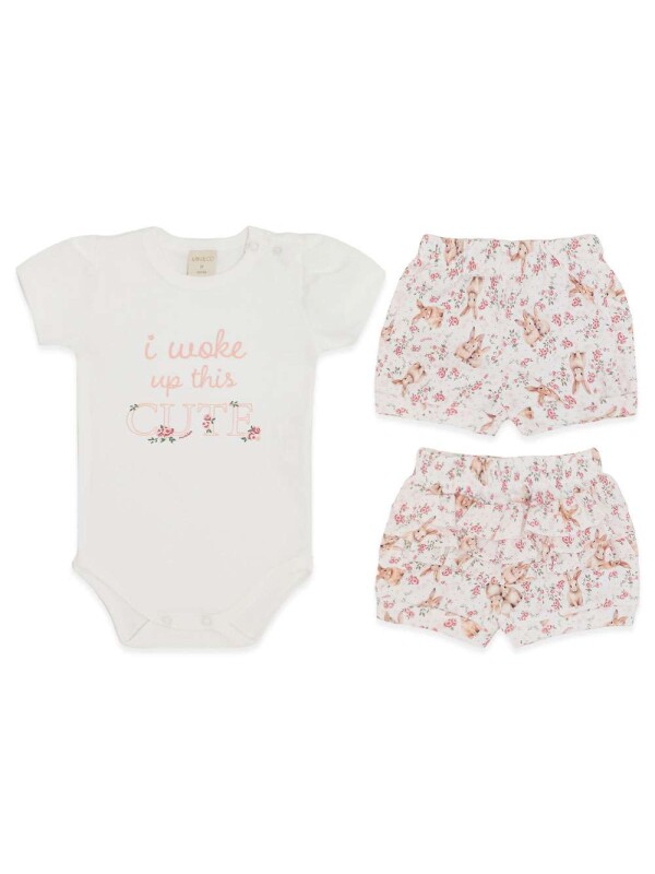CONJUNTO BODY MANGA CURTA COM SHORTS FLORAL COELHA - Geral